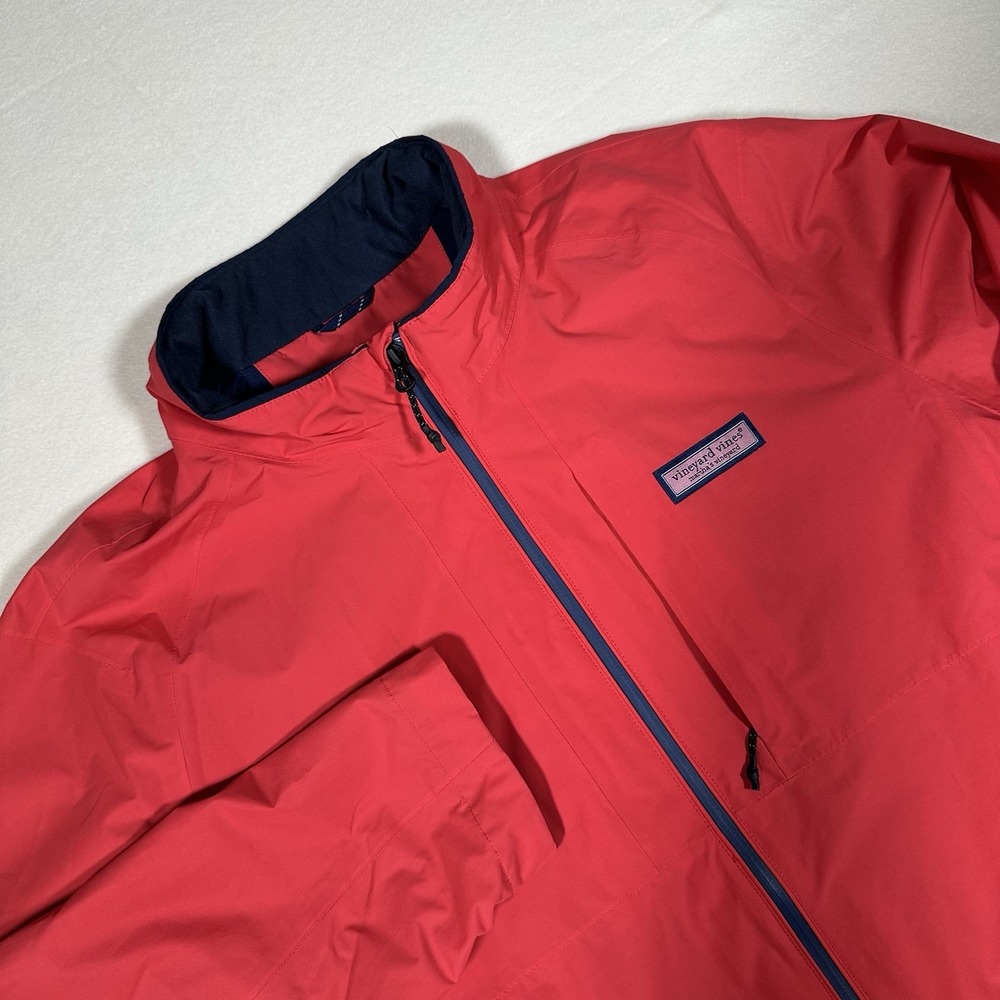 Vineyard Vines Red Windbreaker with Navy Trim